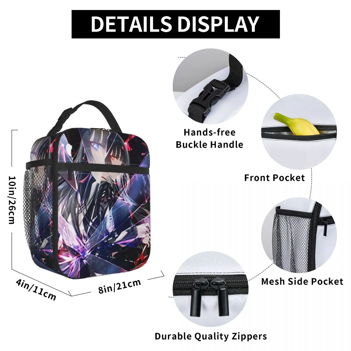 لطيف Chisa حقيبة الغداء Wuthering موجة عادية علب الاغذية السفر المحمولة معزول حمل أكياس الغذاء ل الرسم تصميم حقيبة للحفاظ على البرودة