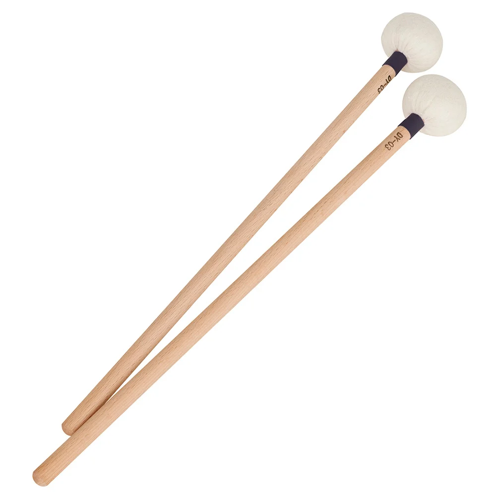 

2 Pcs Timpani Sticks Wood Handle Drum Wooden Major Musical Instrument Accessories Drumstick for Percussion Accessory