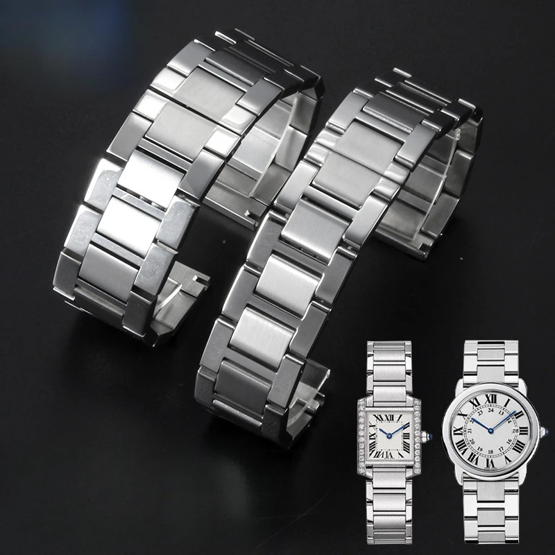 

Высококачественный твердый прецизионный стальной ремешок для часов Cartier Tank London Solo WSTA0029 WSTA0041W 5200013 Ремешок для часов 16, 20, 22, 23 мм