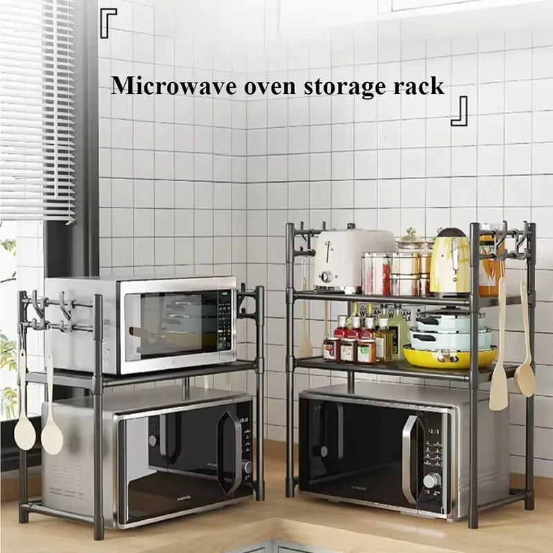 Kitchen Storage Rack Simple Microwave Rack Multi-Layer Standing Countertop Condiment Oven Organizer Shelf Kitchen Accessories