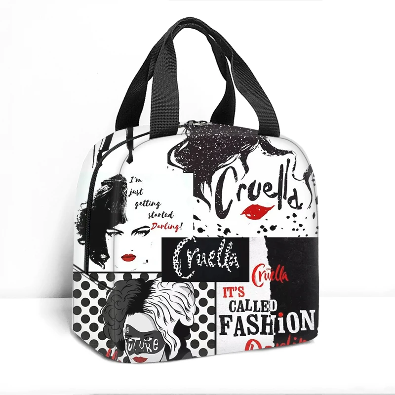 Disney Cruella de Vil Children Travel Lunch Bags Kids School Insulated Lunch Bag Portable Cooler Tote Food Picnic Bags