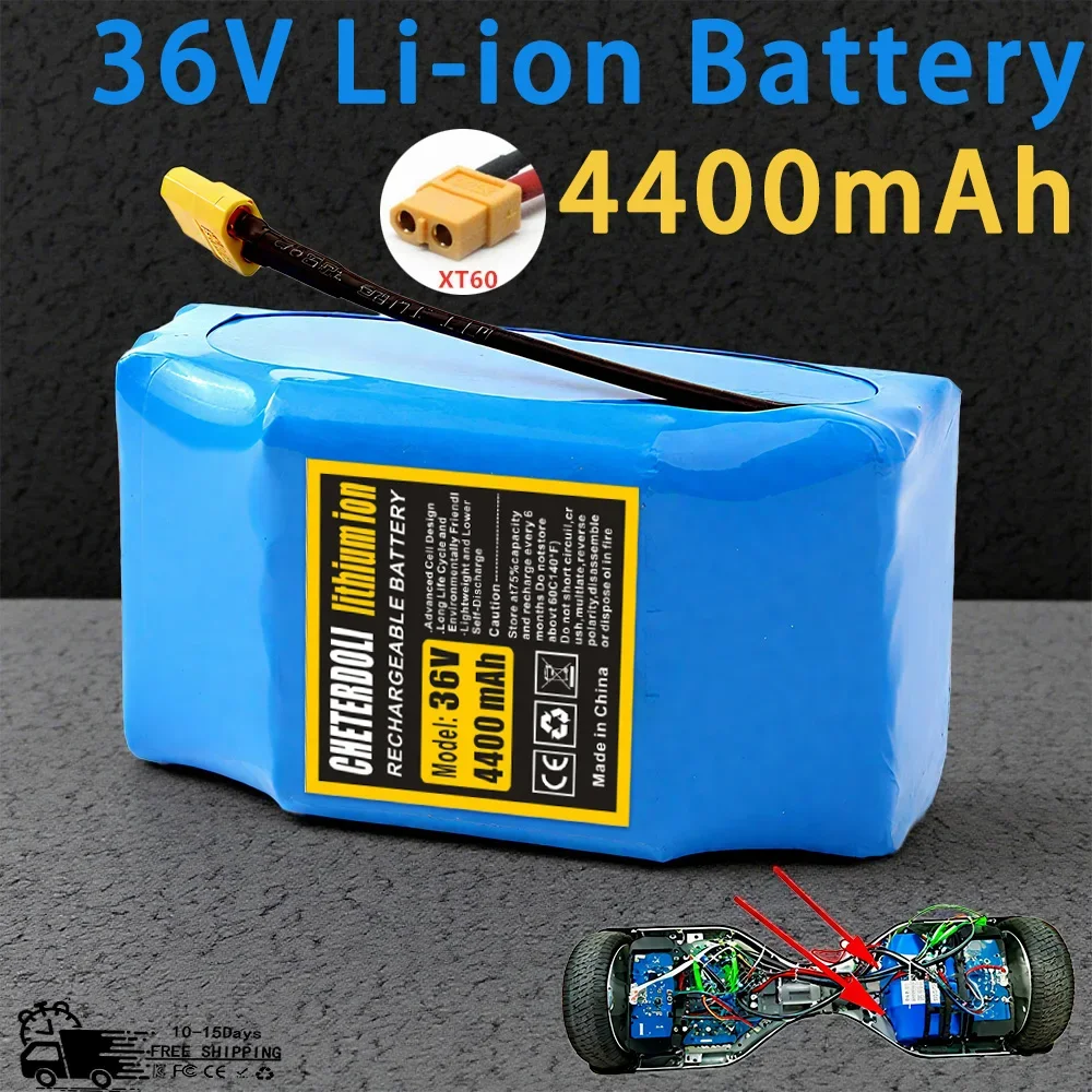 36V 12000mAh Li-ion Battery 10S2P for Electric Scooter Hoverboard Unicycle Long Range Rechargeable Replacement Upgrade Safe