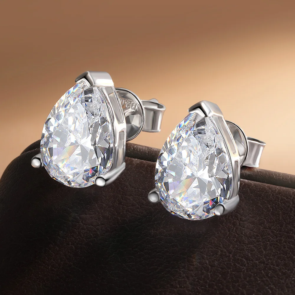 

HORRIPAL1-4CT D VVS1 Pear Moissanite Earrings for Women GRA Certified 925 Silver Anniversary Waterproof Eternity Classic Jewelry