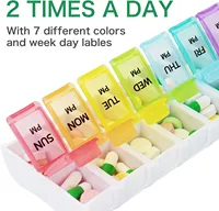 Weekly Portable Travel Pill Cases Box 7 Days Organizer 14 Grids Pills Container Storage Tablets Drug Vitamins Medicine Fish Oils