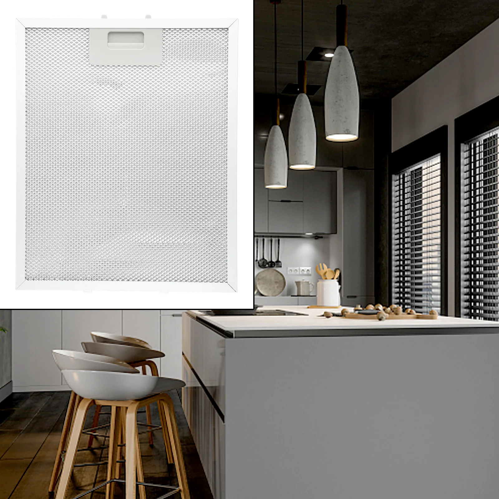 1PC Silver Cooker Hood 5-Layers Clean Filter Cooker Hood Filters Set Extractor Mesh Stainless Steel 318x258x9mm