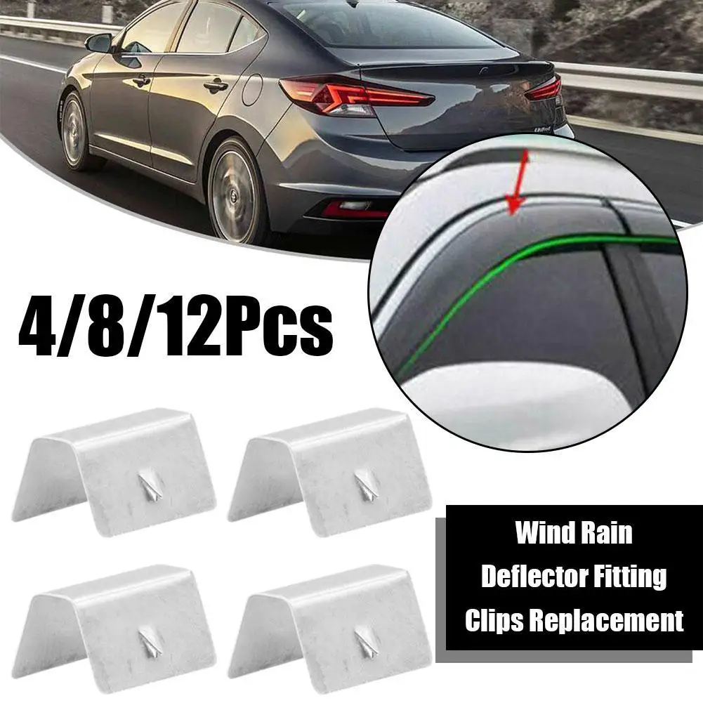 

4/8/12pcs Car Wind Rain Deflector Fitting Clips Steel Car Rain Eyebrow Clip Replacement Auto Accessories For Heko G3