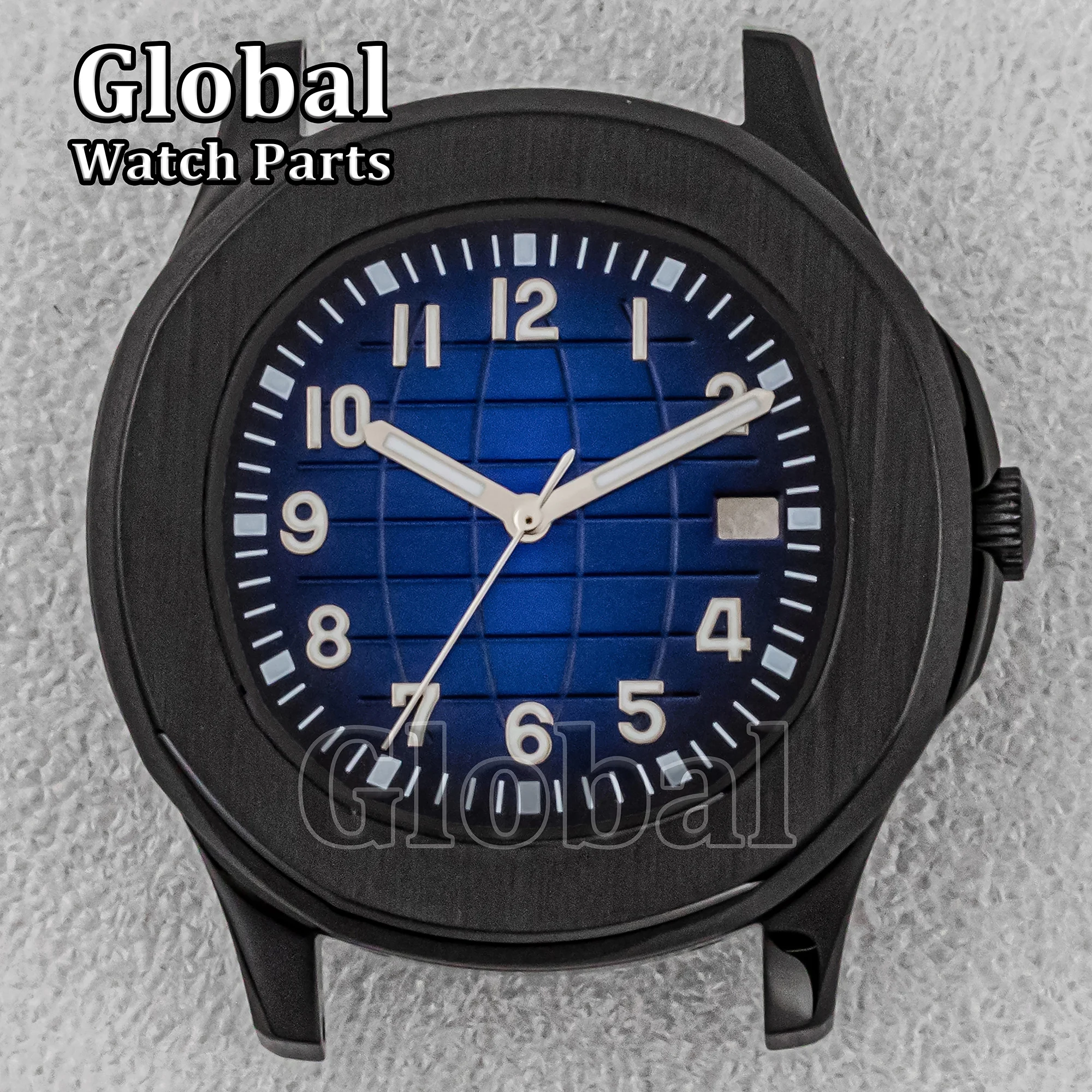 アクアノートノーチラス時計ケースステンレス鋼黒 42 ミリメートルメンズ時計ケースダイビング 50 メートル防水ガラス底時計アクセサリー