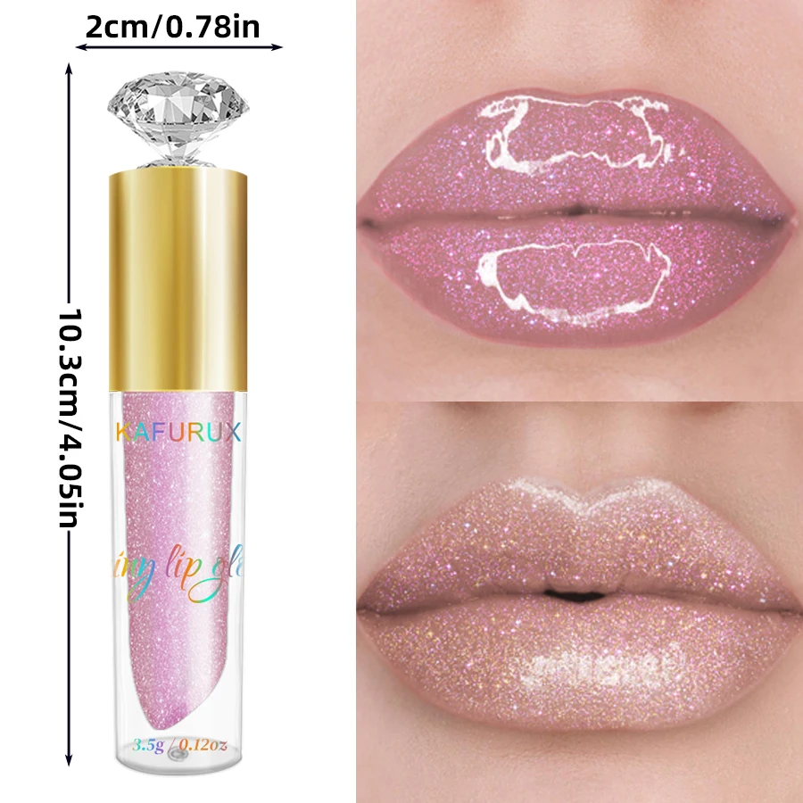 9 色ダイヤモンドシマーグリッターリップグロス保湿液体口紅パールカラーリップ釉薬セクシーなレッドピンクリップメイクアップギフト