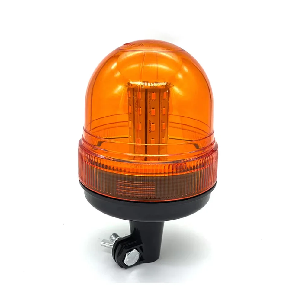 12V/24V Dual Voltage LED Strobe Beacon - 360° Rotating Amber Warning Light for Trucks, Trailers & Marine Vehicles