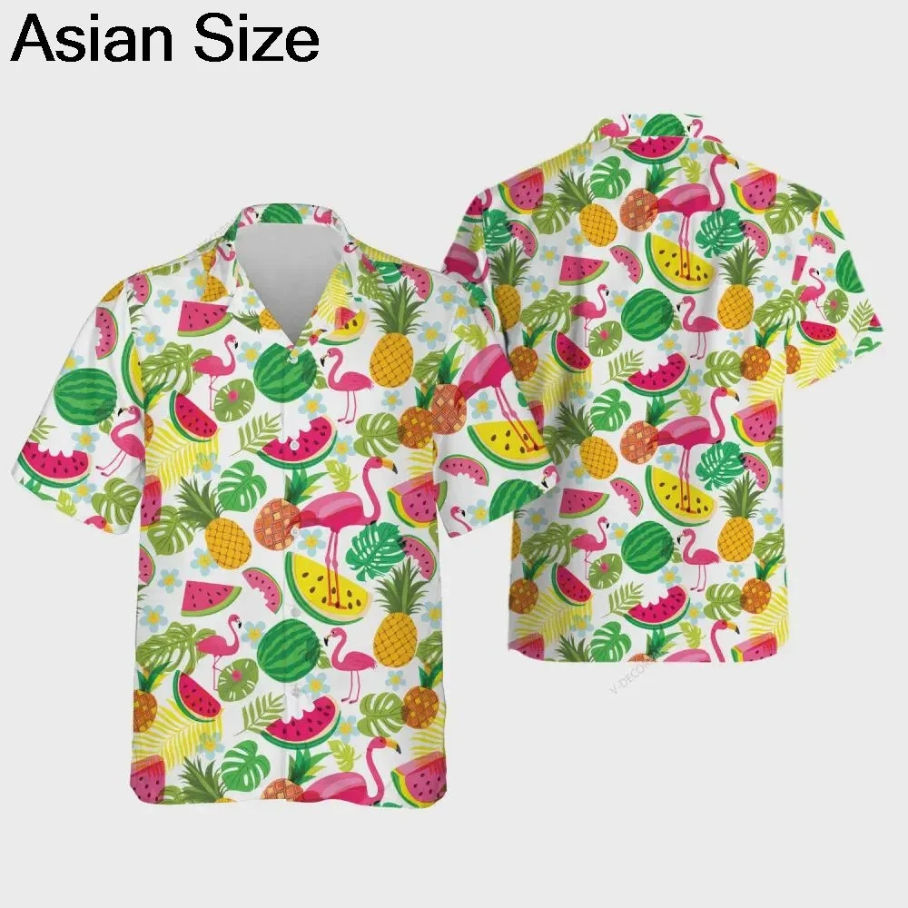 

2025 Summer Popular Flamingo Skull Print Hawaiian Shirts Men Women Comfortable Soft Short Sleeve Shirt Street Daily Trendy Tops