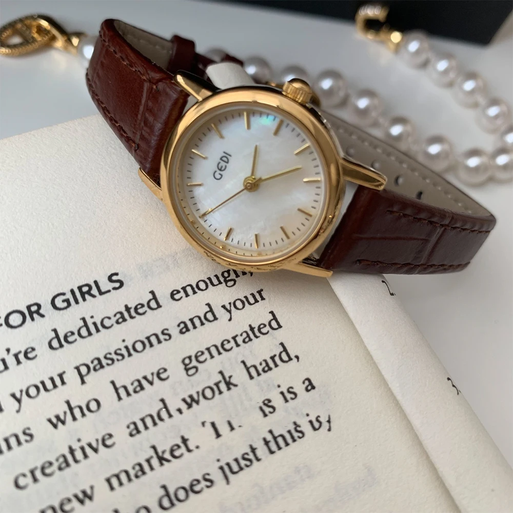 

Vintage Temperament Small round dial quartz belt Watch For women's girl watch strap watch Women's accessories