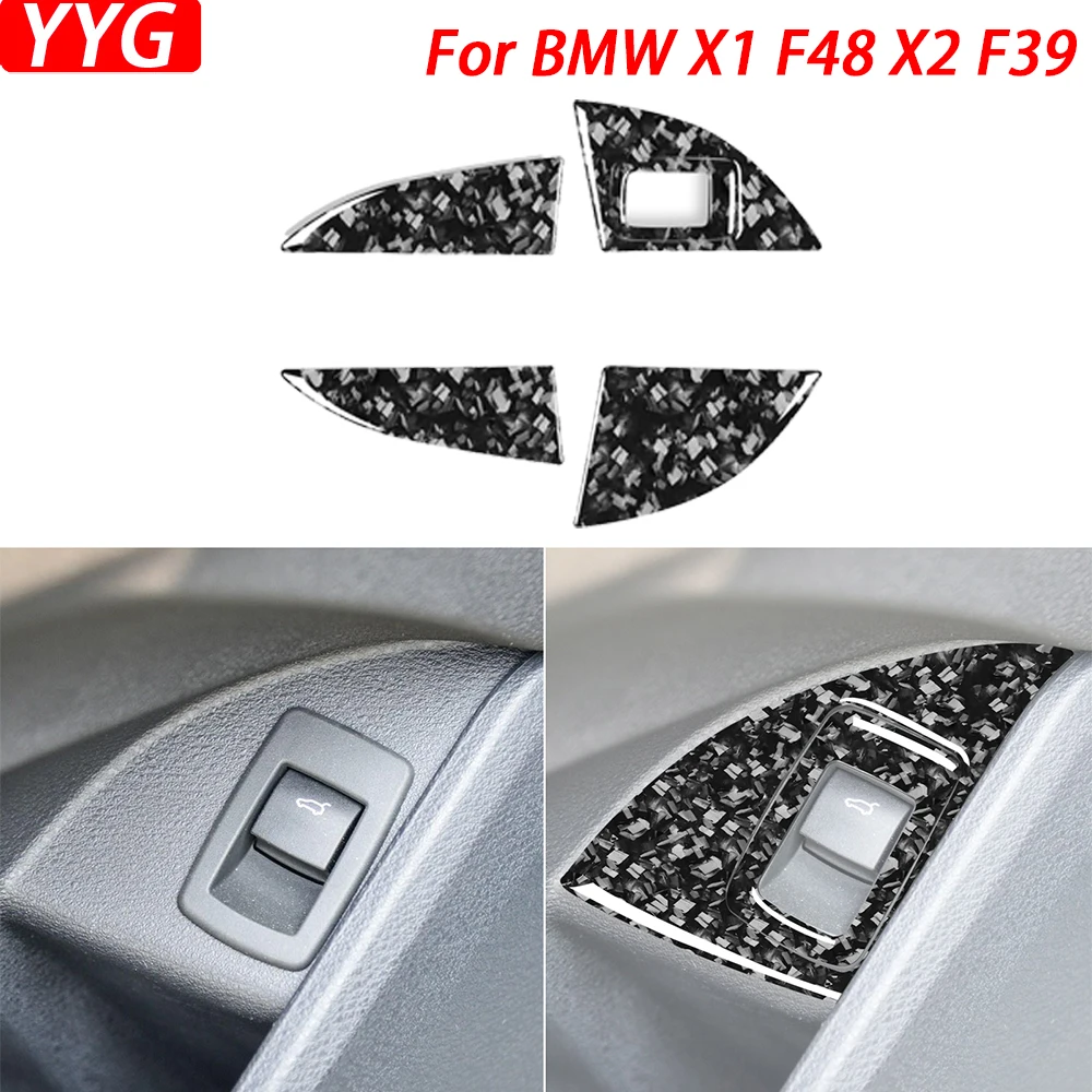 

For BMW X1 F48 2016-2021 X2 F39 2018-2021 Forged Carbon Fiber Accessories Rear Door Trunk Switch Trim Cover Car Interior Sticker