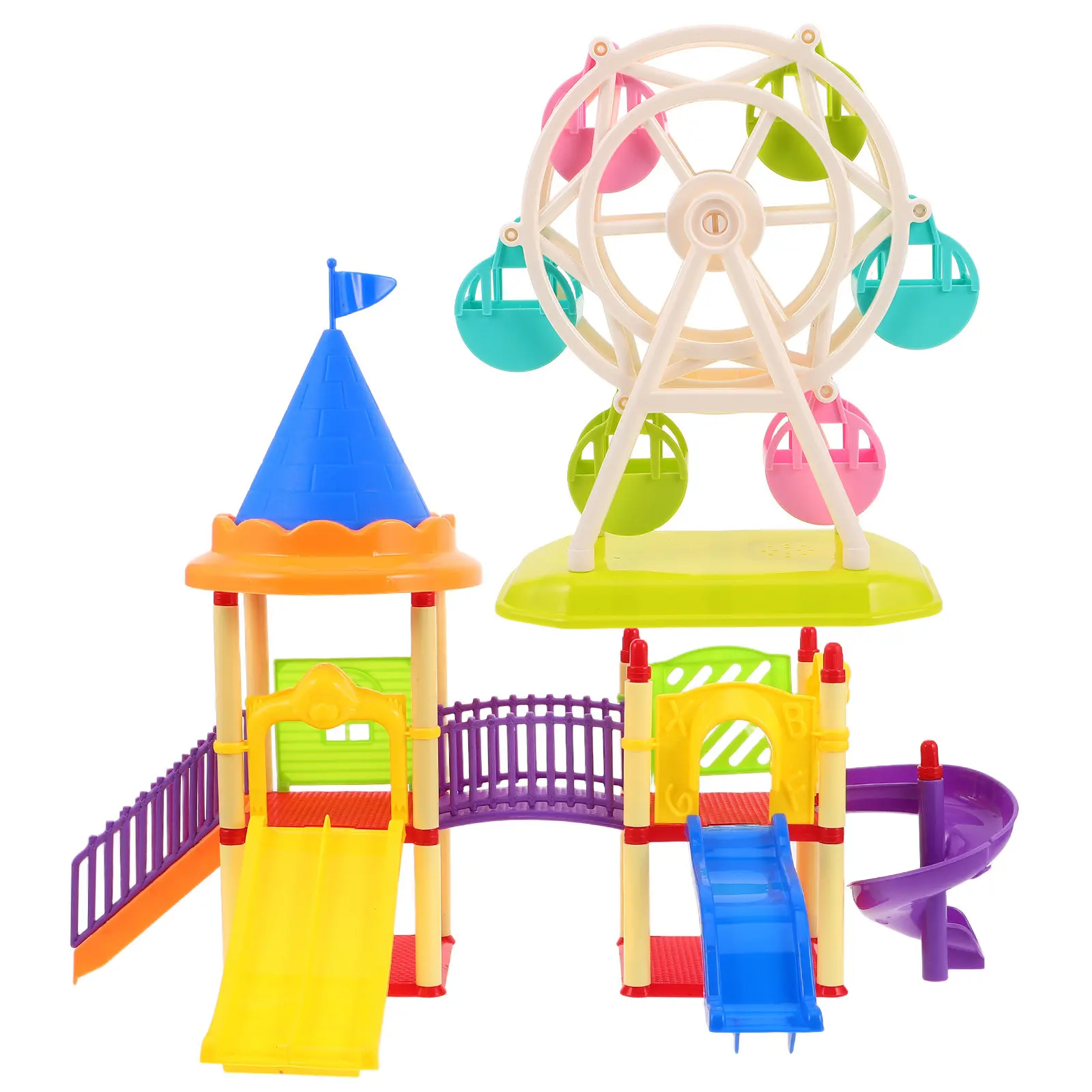 2pcs-miniature-playground-dollhouse-amusement-park-scene-pretend-play-accessories-miniature-office-toys