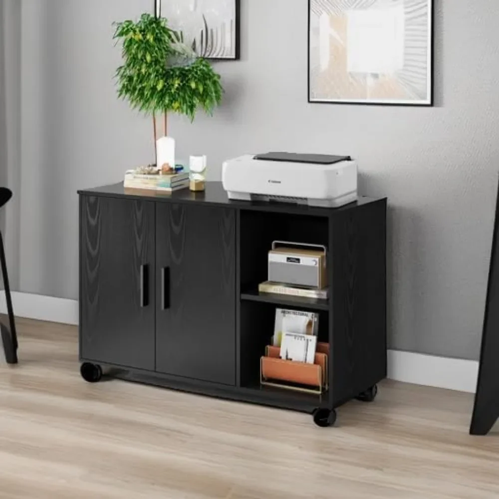 

Office Storage Cabinet w/Doors&Shelves, Lateral Printer Stand for Office Supplies&File Storage, Filing Cabinet for Home Office