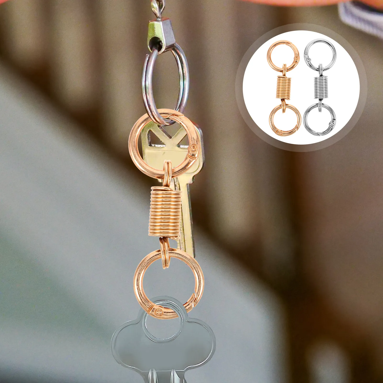 20Pcs Portable Keychain Heavy Duty Metal Spring Double Ring Key Holder Detachable Vintage Retro Alloy Split Key Fob Outdoor