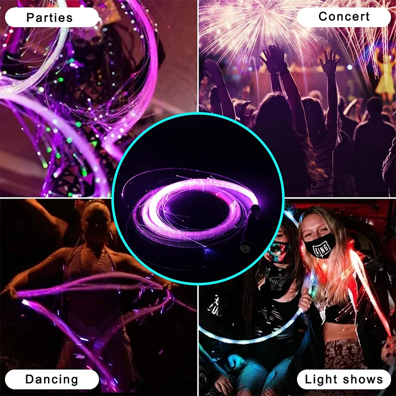 Led Dancing Fiber Optics Whip 360°Swivel Colorful Glowing Pixel Whip 36modes Rechargeable Light Whip Disco Light Party Festival