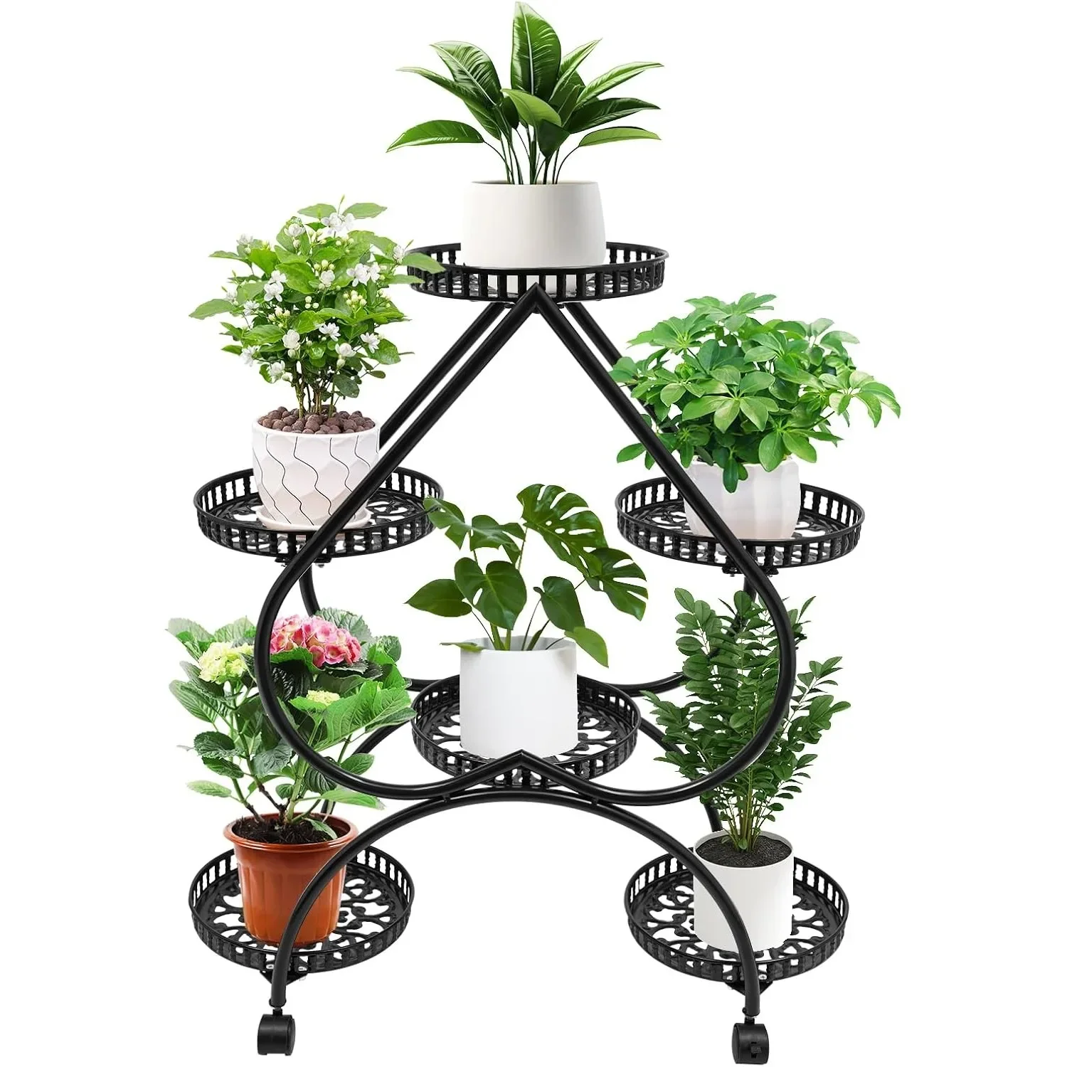 

Heart Shape Flower Pot Trays Stand 31.5in Tall Metal Plant Stands 4 Tier Flower Gardening Pots Display Rack Chic Jardin Decor