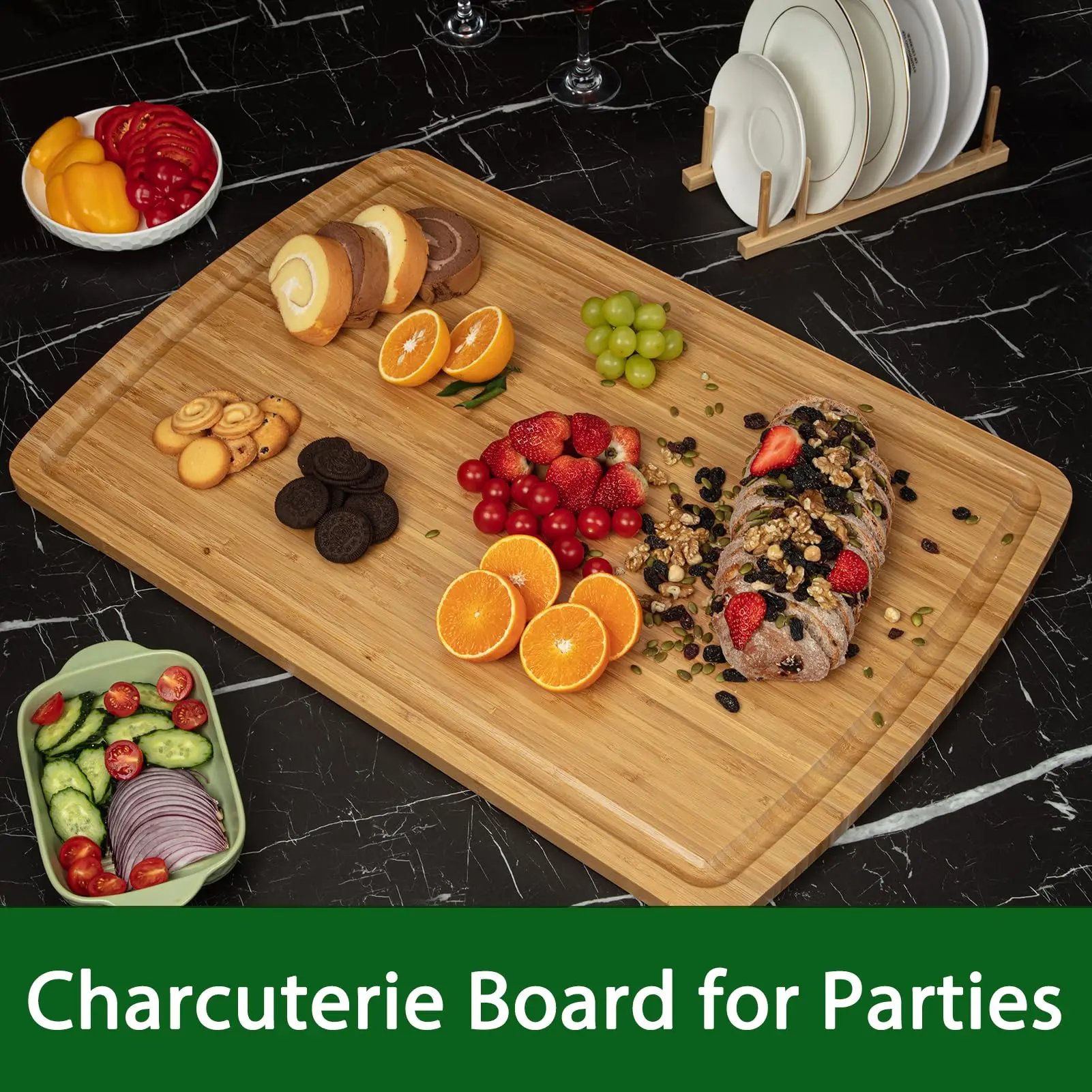 30 x 20 Extra Large Cutting Board, Bamboo Stove Top Cover, Over the Sink Cutting Board with Juice Groove, Heavy Duty Charcuterie Board for Kitchen