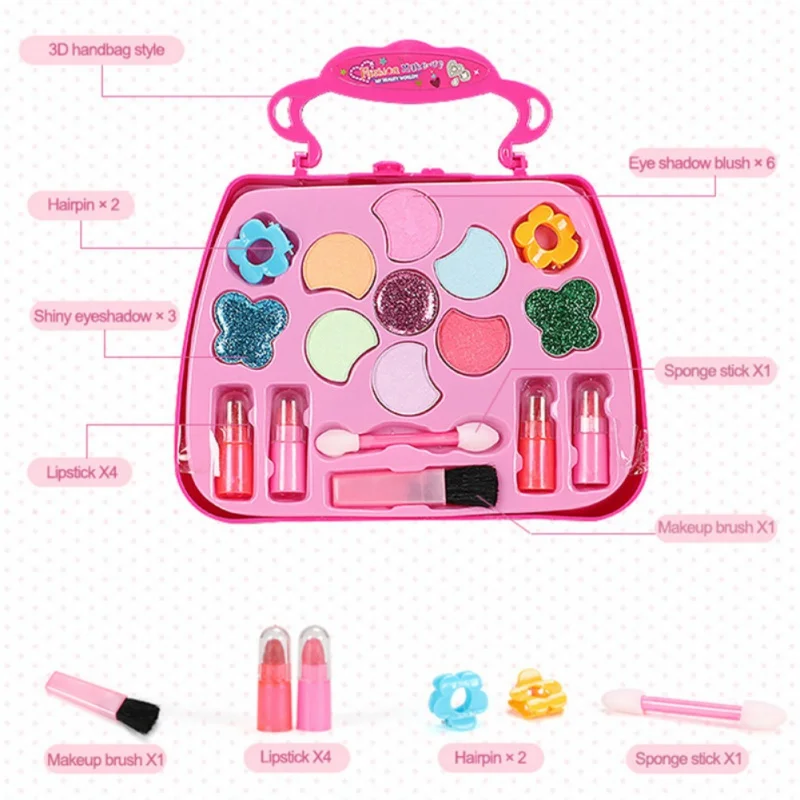 Kinder Make-Up Kit Baby Meisjes Make-Up Cosmetische Speeldoos Prinses Cosmetische Handtas Meisje Speelgoed Set Lippenstift Oogschaduw Speelgoed