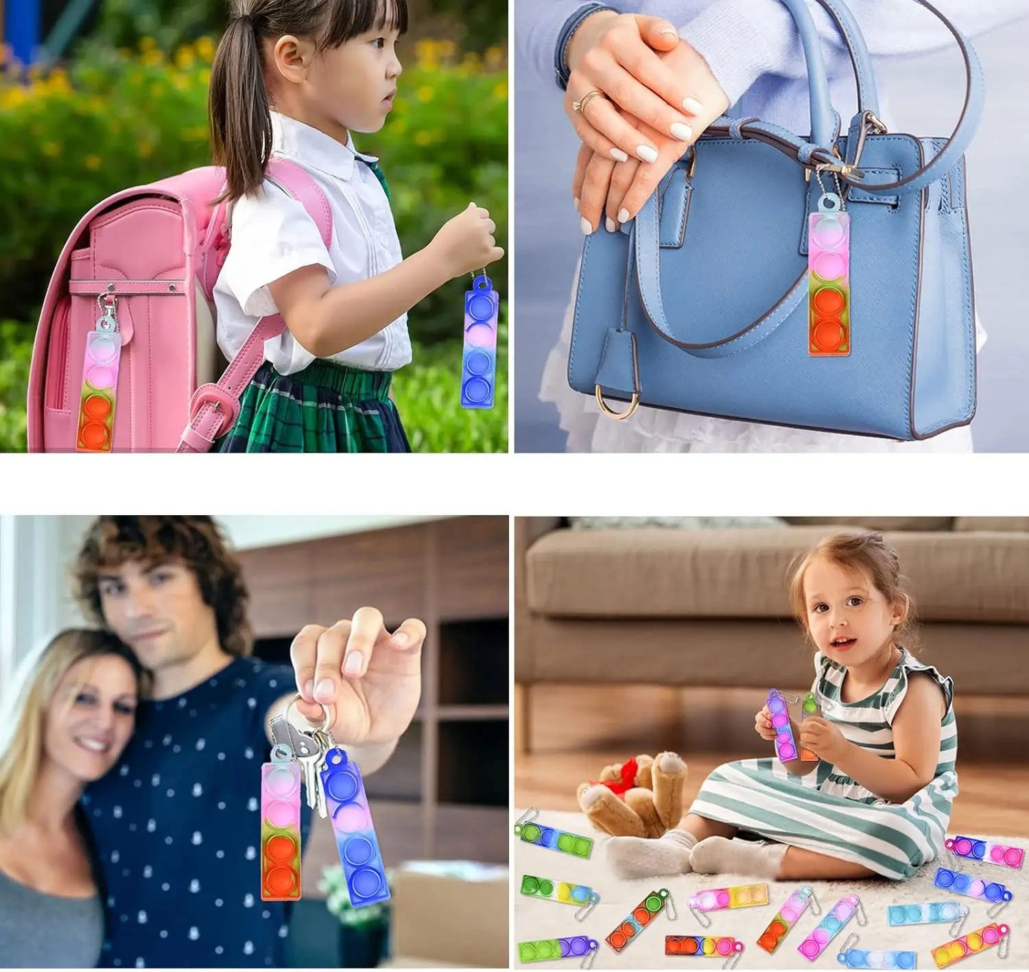 10/20/30/80/150 Pcs Mini Pop Keychain Fidget Toy - Sensory for Kids Birthday Party Favors Classroom Prizes - Pop Keychain Toy view 5