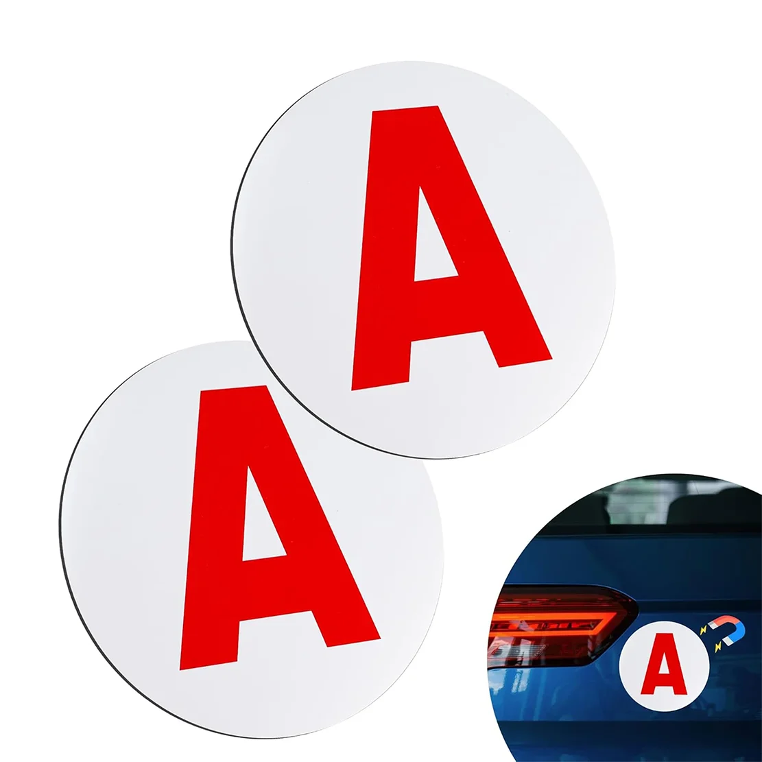 

1/2 Pcs "A" Magnetique Jeune Conducteur, Disque A Magnétique, Ø 15cm Disque A Voiture, A Apposer sur Le véhicule, Disque Magnét
