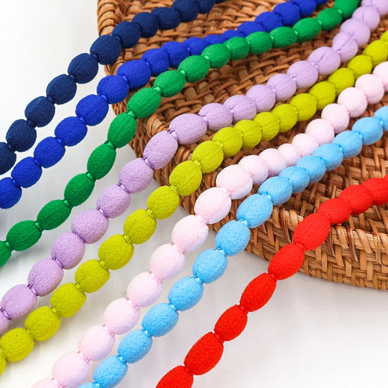 25yard/8mm New Colorful Round Plush Ball Lace Bubble Rope Ribbon Shoelace Clothing Decoration Accessories