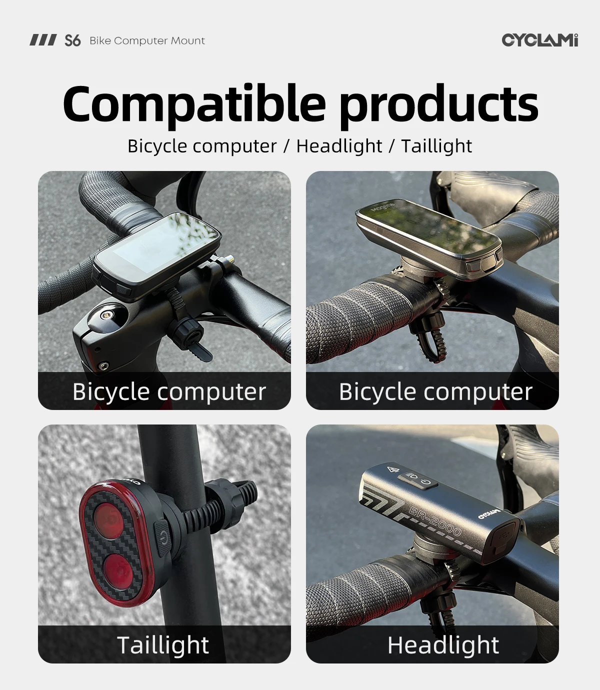 CYCLAMI S6 GPS Fahrradcomputer-Halterung, Scheinwerferhalterung, Rücklicht-Halterung für Lenker, Sattelstütze, Garmin, XOSS, IGPSPORT Zubehör – Detail 6