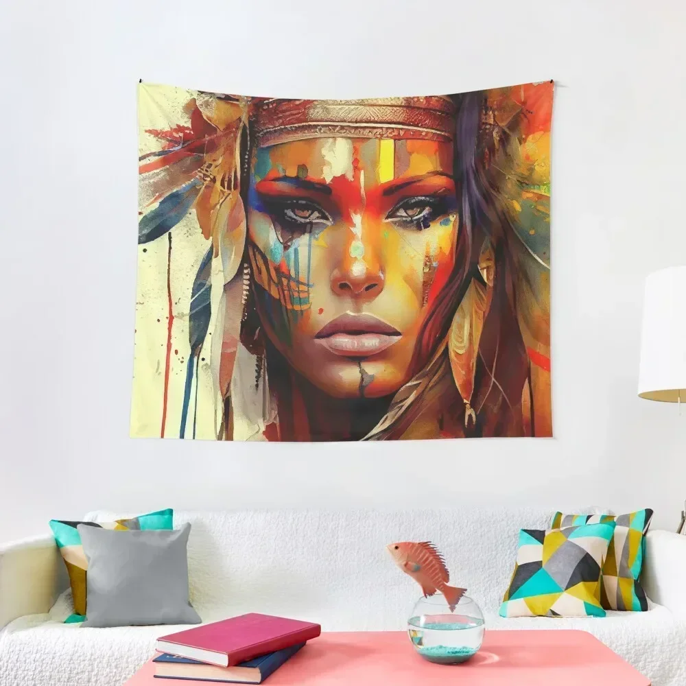 

Powerful American Native Woman #6 Tapestry Wall Mural House Decorations On The Wall Japanese Room Decor Tapestry