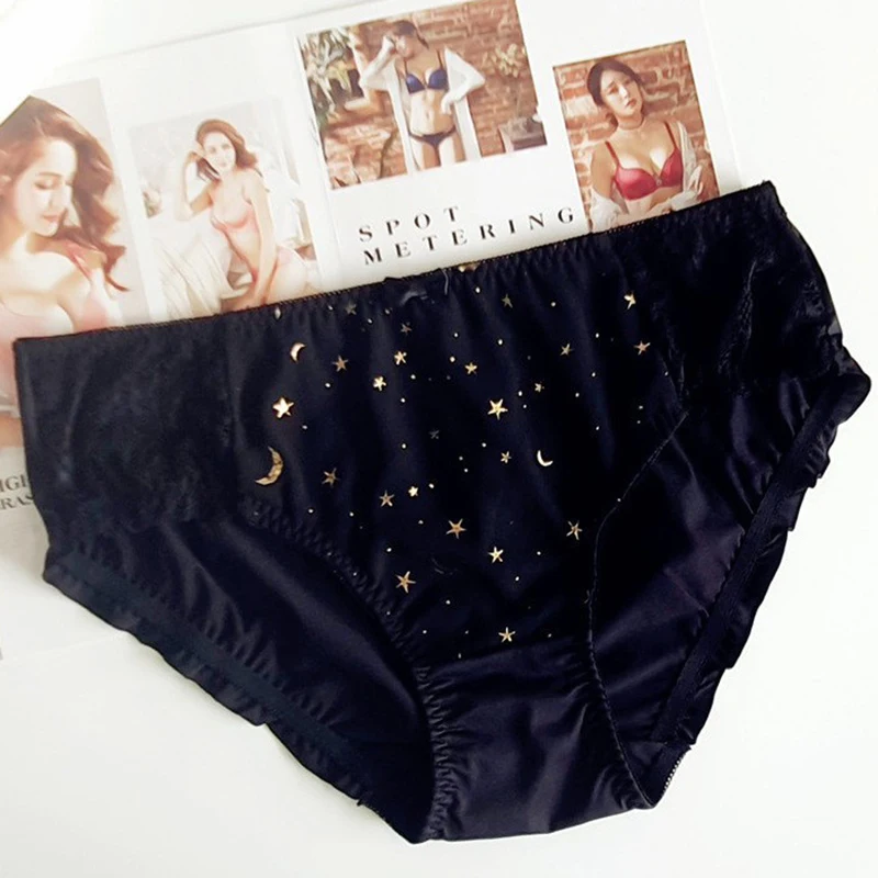 3XL Large Size Retro Palace Style Milk Silk Panties for Women Cute Lovely Sweety Star Elasticity Breathable Underwear Breifs - Image 3