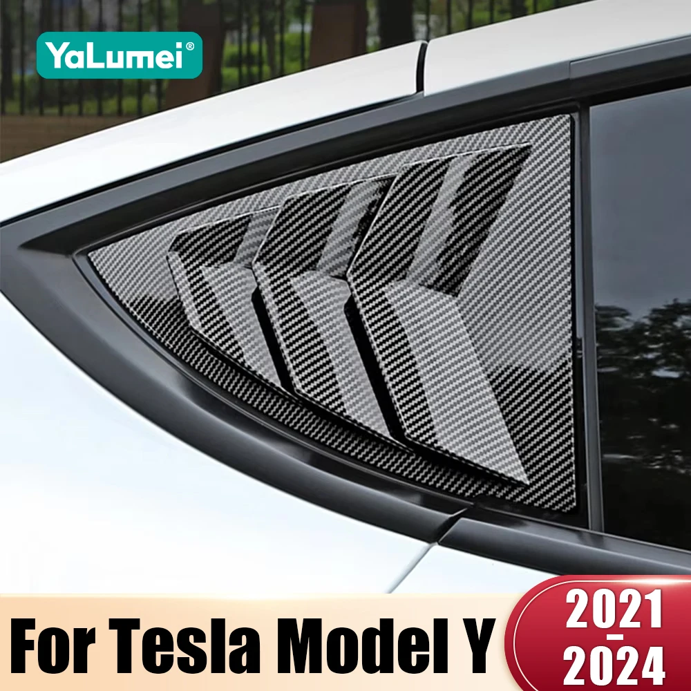 ABS Carbon Auto Seiten- und Heckfenster-Lamellenabdeckung Zierleisten Aufkleber für Tesla Model Y 2021 2022 2023 2024 Zubehör