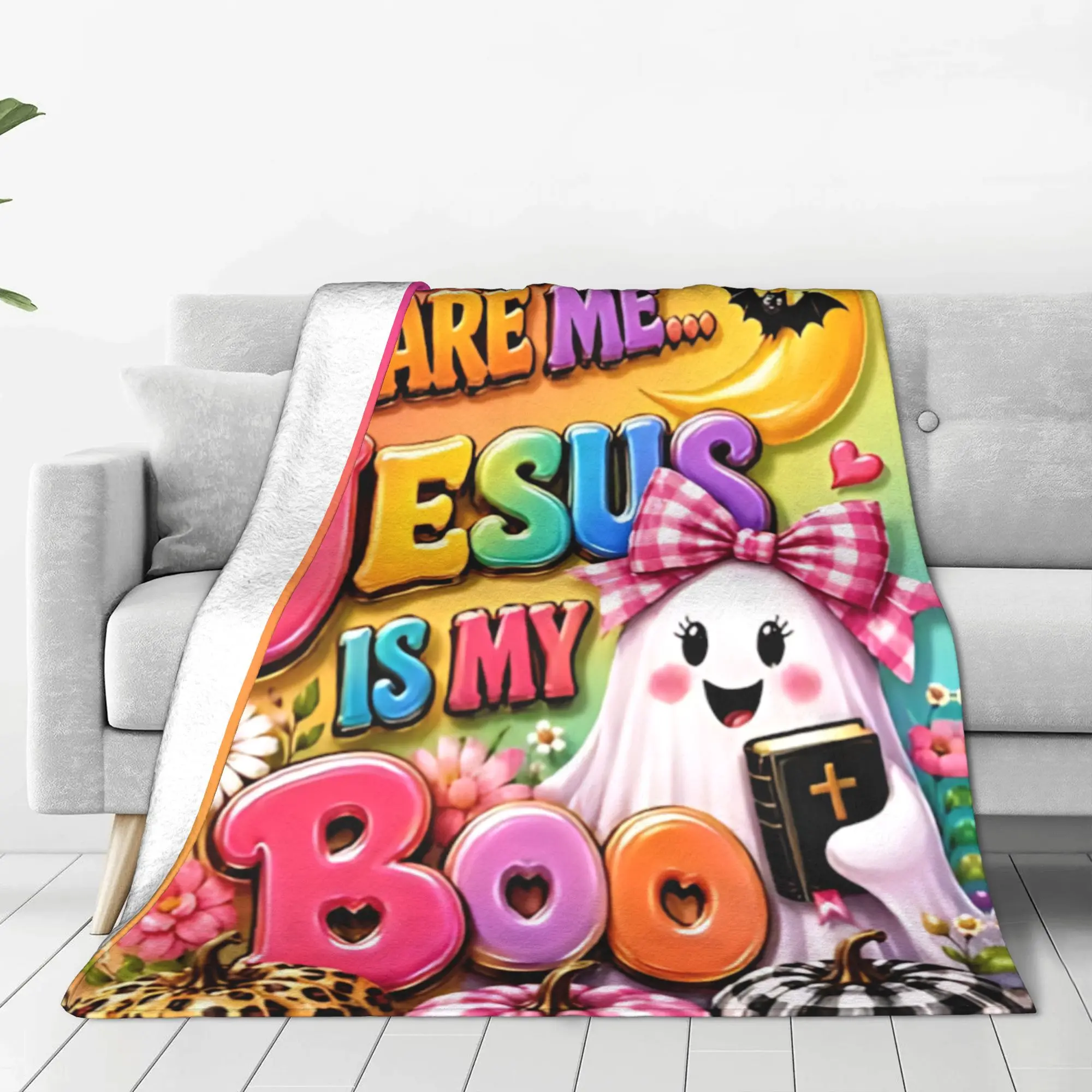 1PC Home Thankful Grateful Blessed Blanket Throw Blanket  Novelty Warm Blanket All Season Gift for Happy Halloween Give Thanks