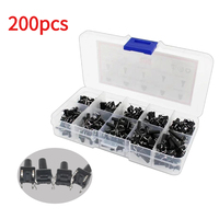 200PCS Tact Switch Push Button Switch10 Types 6x6x4.3/5/6/7/8/9/10//12/14mm 12V 4PIN DIP Micro Push Button Switches Kit