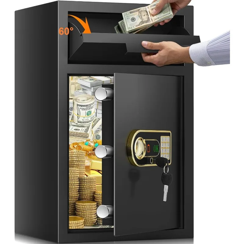 

Large fireproof floor standing commercial safe, anti-theft coin slot safe, suitable for home office