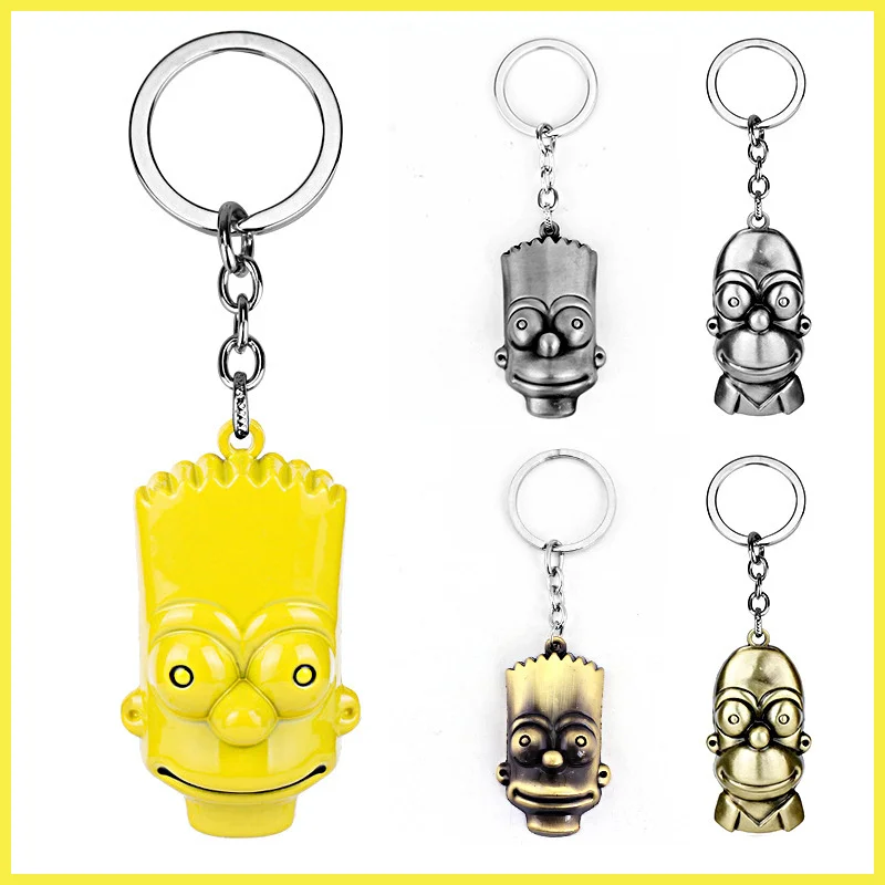 LLavero de Los Simpson, llavero de Metal de dibujos animados, colgante de moda para pareja, llaveros de coche, mochila, joyería, accesorios de decoración de regalo