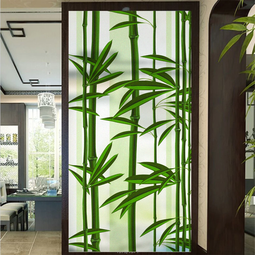 

Privacy Glass Window Film Bamboo Pattern Frosted Glass Door Decoration Film Anti UV Glue-Free Static Cling Window Sticker