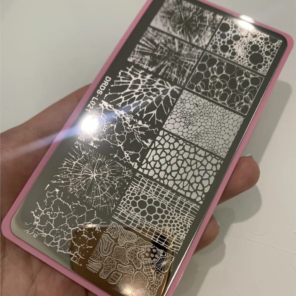 

French Line Geometry Stamping Plates 12X6cm Marble Pattern Blooming/Line Image Stainless Steel Nail Art Template Stencil DR-L021