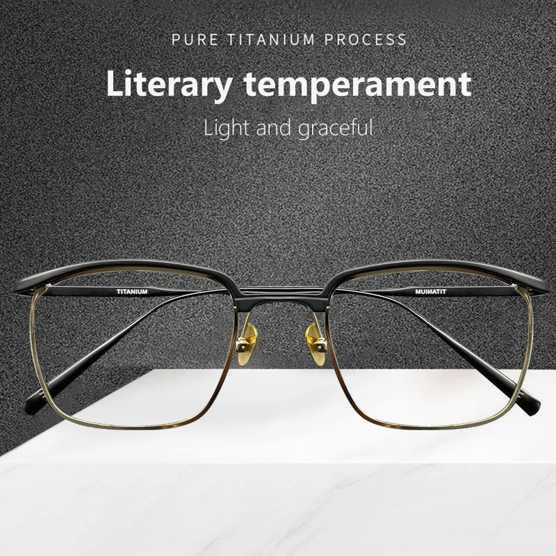 2023 Ultra-light Business Pure Titanium Square Glasses Frame Retro Optical Prescription Eyeglasses Men Woman