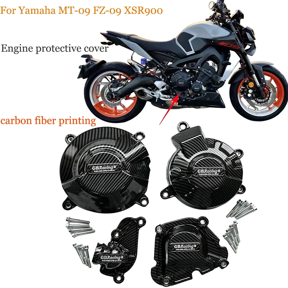 For Yamaha MT-09 FZ-09 TRACER & SCRAMBLER XSR900 XSR 900 2021-2023 Motorcycles Engine protective cover carbon fiber printing