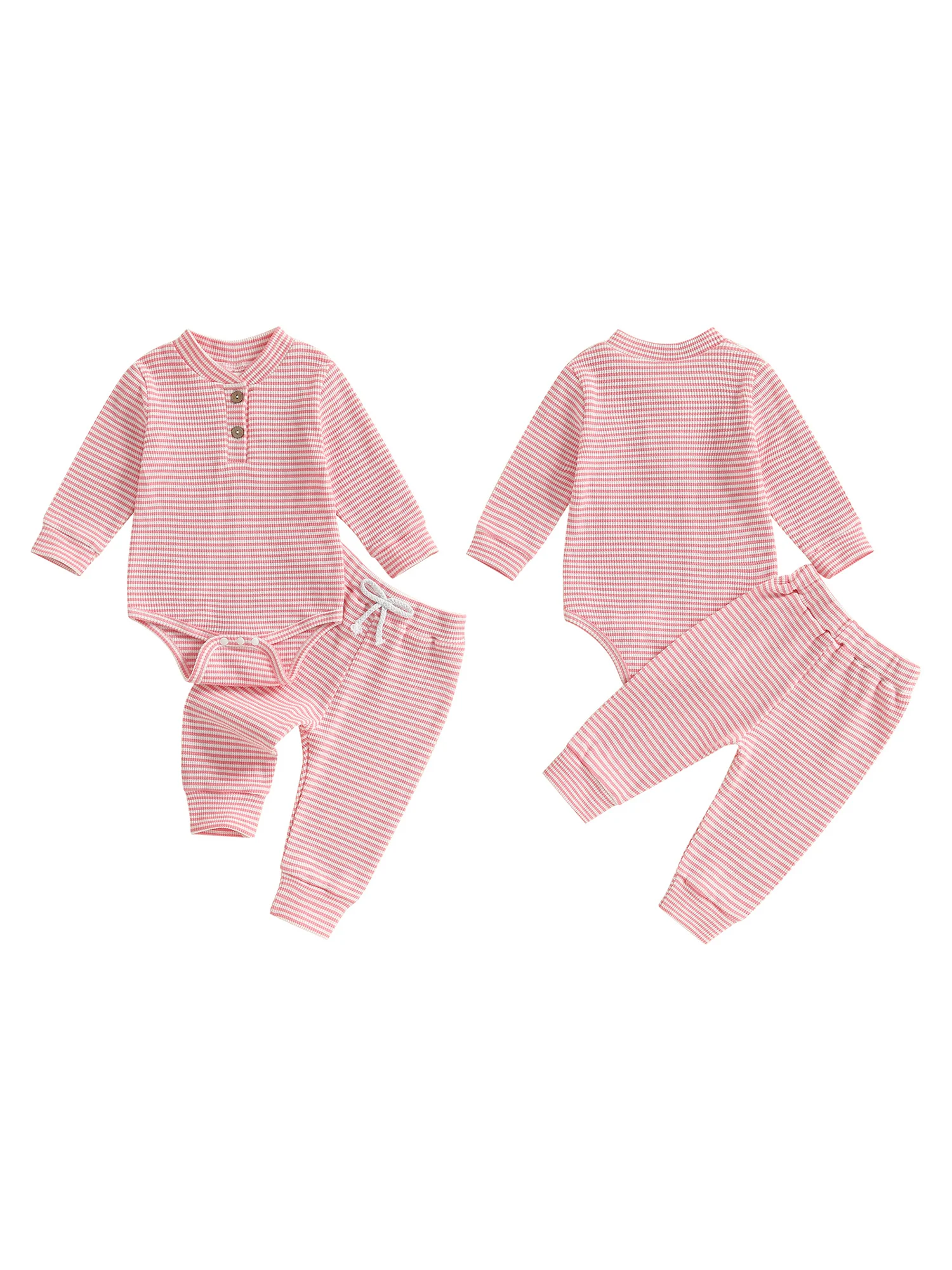 

Baby Boy Autumn Outfit Set Striped Long Sleeve Romper with Elastic Waist Pants and Matching Hat 3-Piece Set for Infants