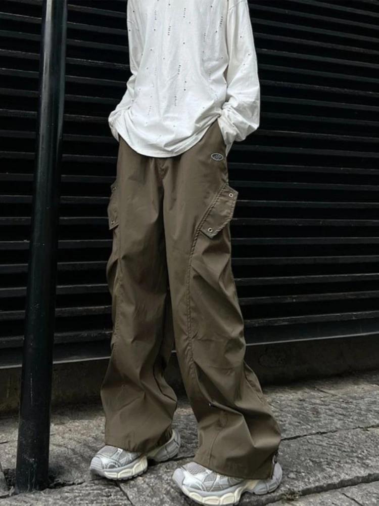 Men's Cargo Pants Streetwear Style Loose Fit Straight Leg Casual Trousers Spring Autumn Vintage Multi Pocket Design