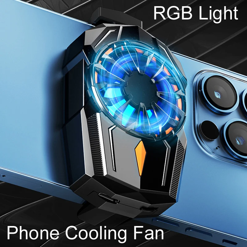 RGB Light Cell Phone ABS Back-clip Air-cooled Cooling Fan Radiator for PUBG Game   Cooler IOS Android Turbo Hurricane Heat Sink