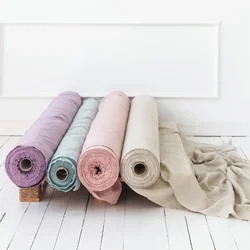100% Linen Fabric Sewing Cloth Fabric for DIY Handmade Natural Flax Clothing Sewing Bedding Supplies Stone Wash French Linen