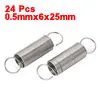 24pcs Stainless Steel Dual Hook Small Tension Spring Hardware Accessories 0.5mm Wire Dia 6mm OD 25mm Length