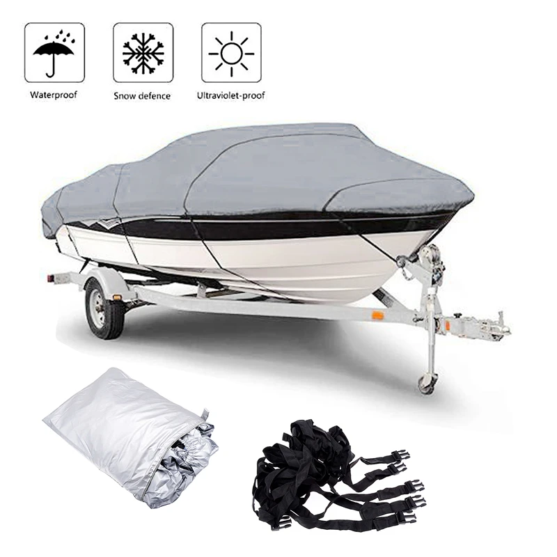 Yacht Outdoor Protection Waterproof Boat Cover Fabric Anti-smashing Tear Proof Silver Reflective 300D 11-22FT Boat Cover