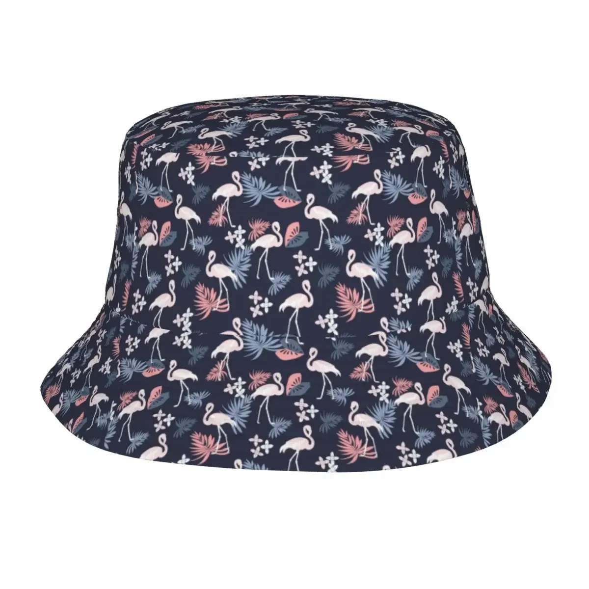 Custom Flamingo Bird Seamless Pattern Bucket Hats Men Women Fashion Summer Beach Sun Fisherman Cap