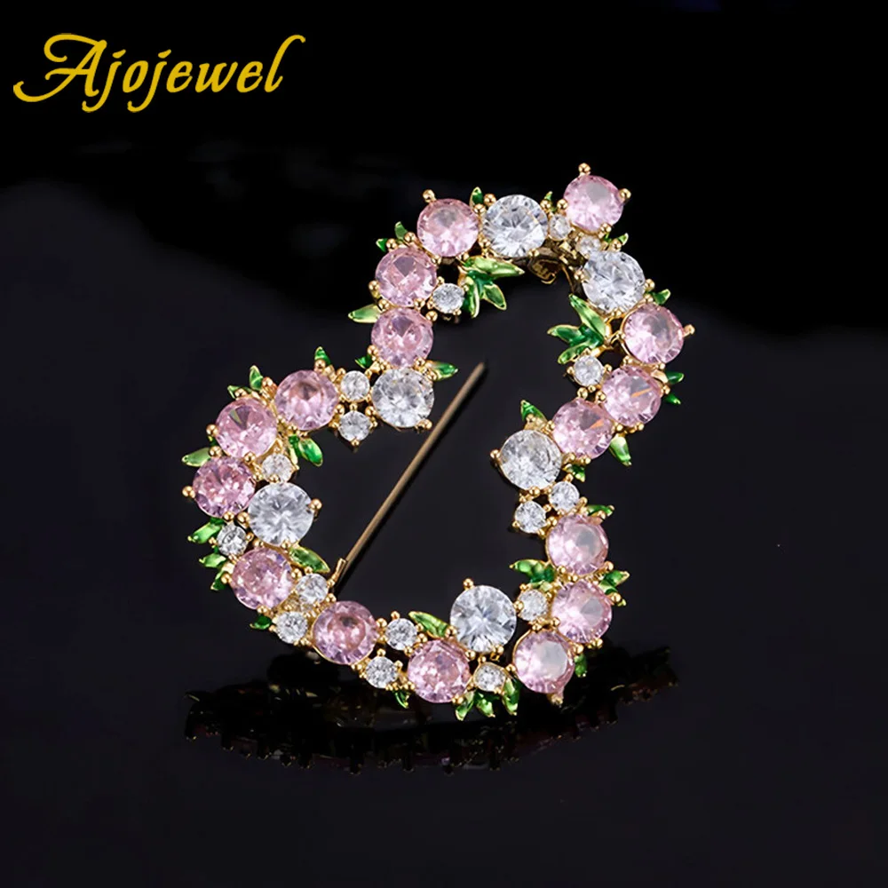 

Ajojewel Chinese Style Hulu Gourd Jewelry White Pink Crystal Safety Pin Brooch For Clothes Gift Women Beauty