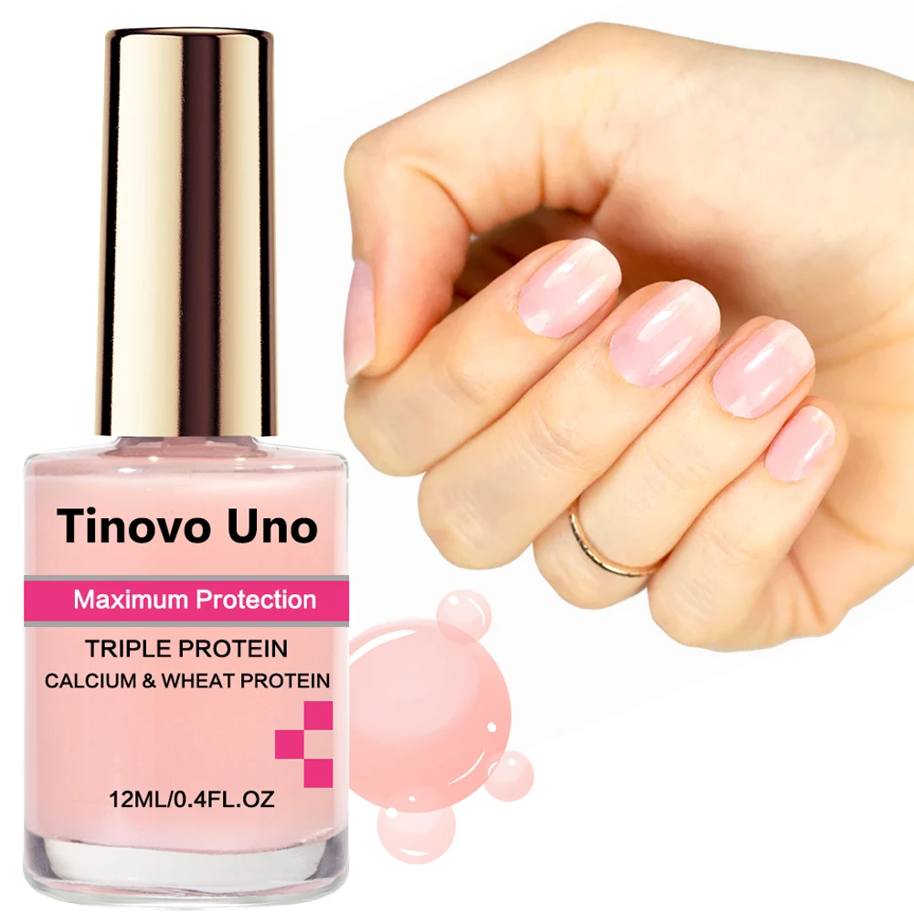 Tinovo Uno Pink Nail Strengthener Calcium Wheat Protein Nail Hardener Maximum Proection Polish for Nails Growth Repair Products