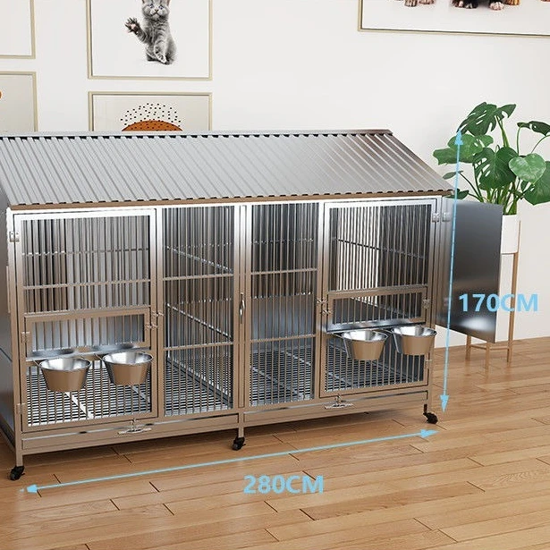 

Stainless steel dog cage large dog outdoor rainproof with toilet