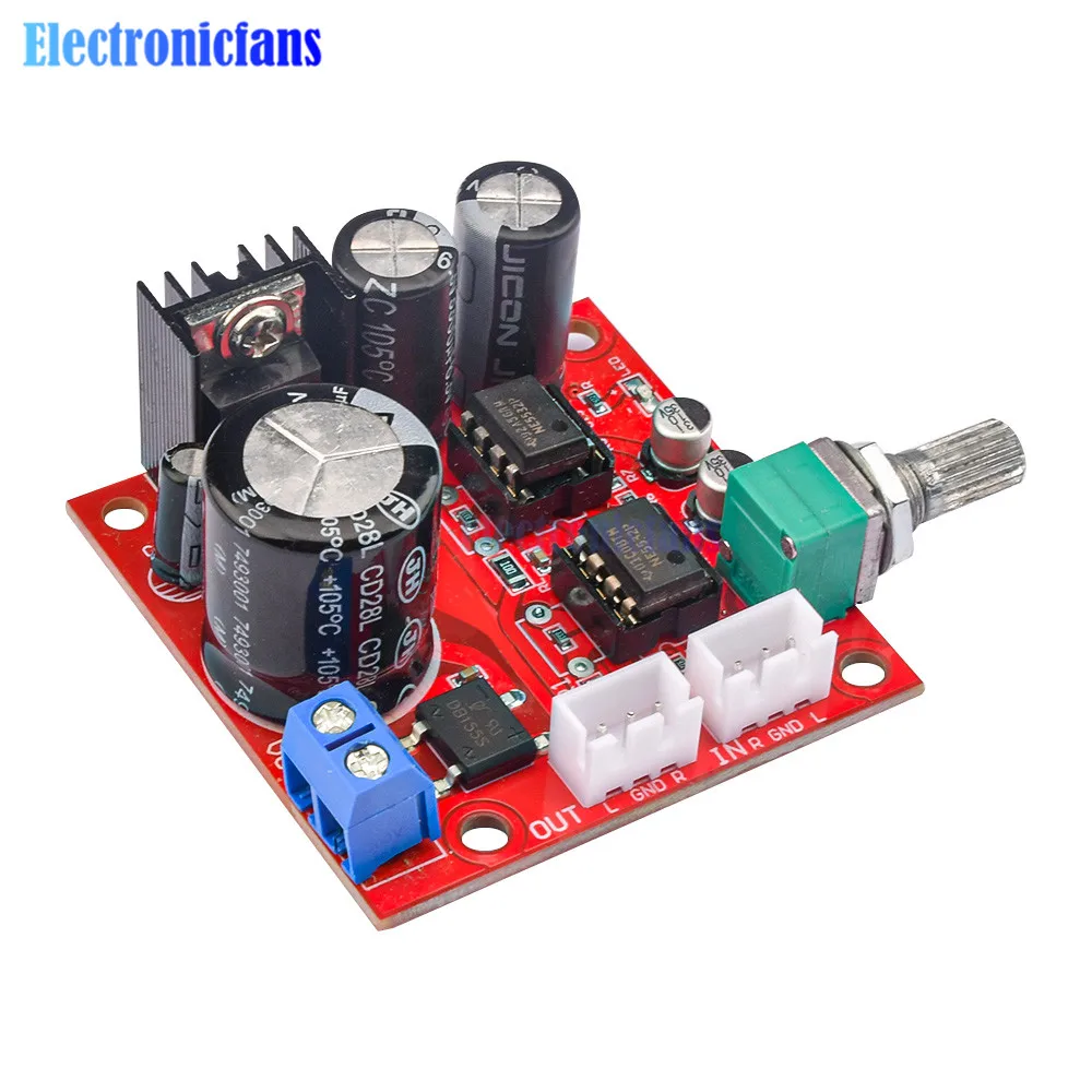 Dual-NE5532-Vorverstärkerplatine, Einzelstromversorgung, Mikrofon-Vorverstärker, Audio-OP-Verstärkermodul für Verstärker AC5-16V DC6-24V – Detail 4