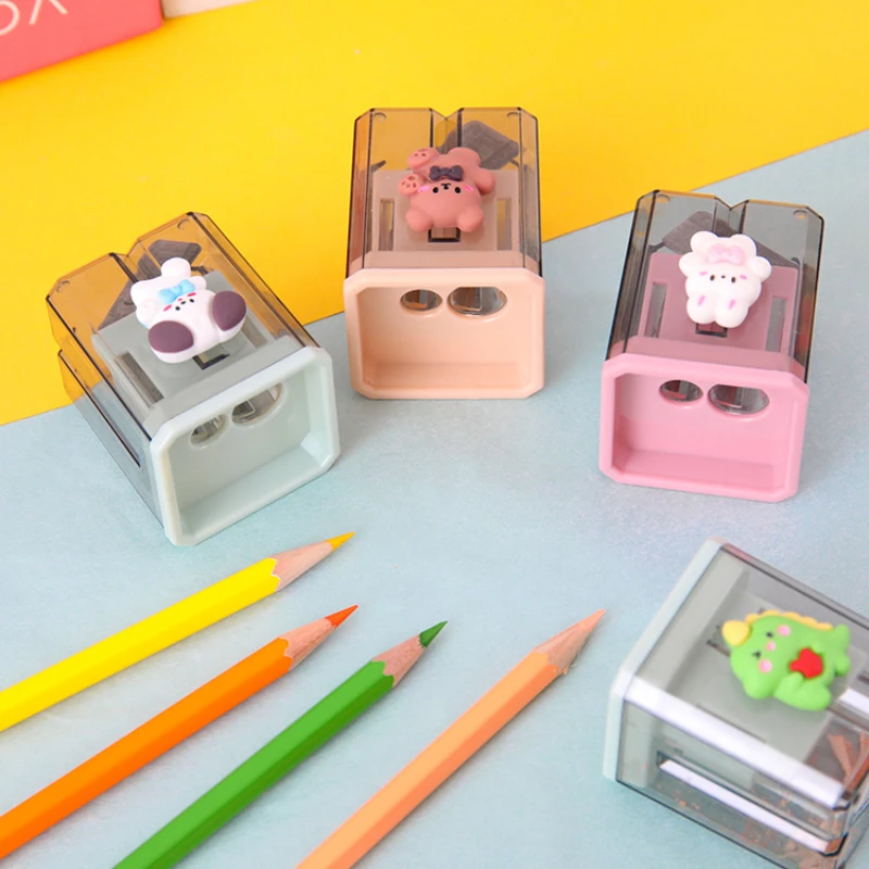 1pcs Mini Pencil Sharpener Cute Cartoon Two Hole Sharpener Pencil Kawaii Stationery sharpener Student Supplies Back To School
